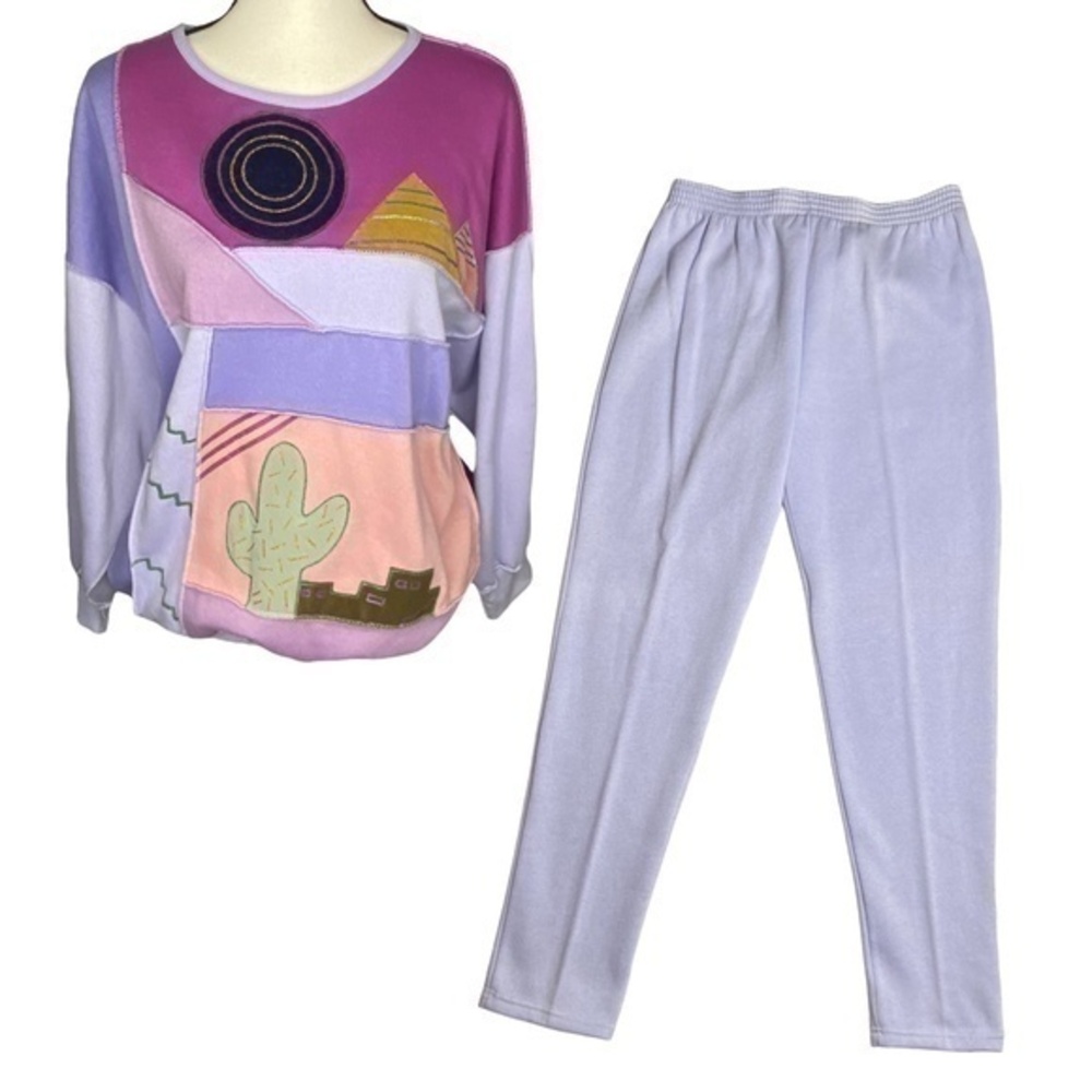 Rafael Sweatshirt and Bottoms Set Southwestern Color Block‎ Vintage 80s